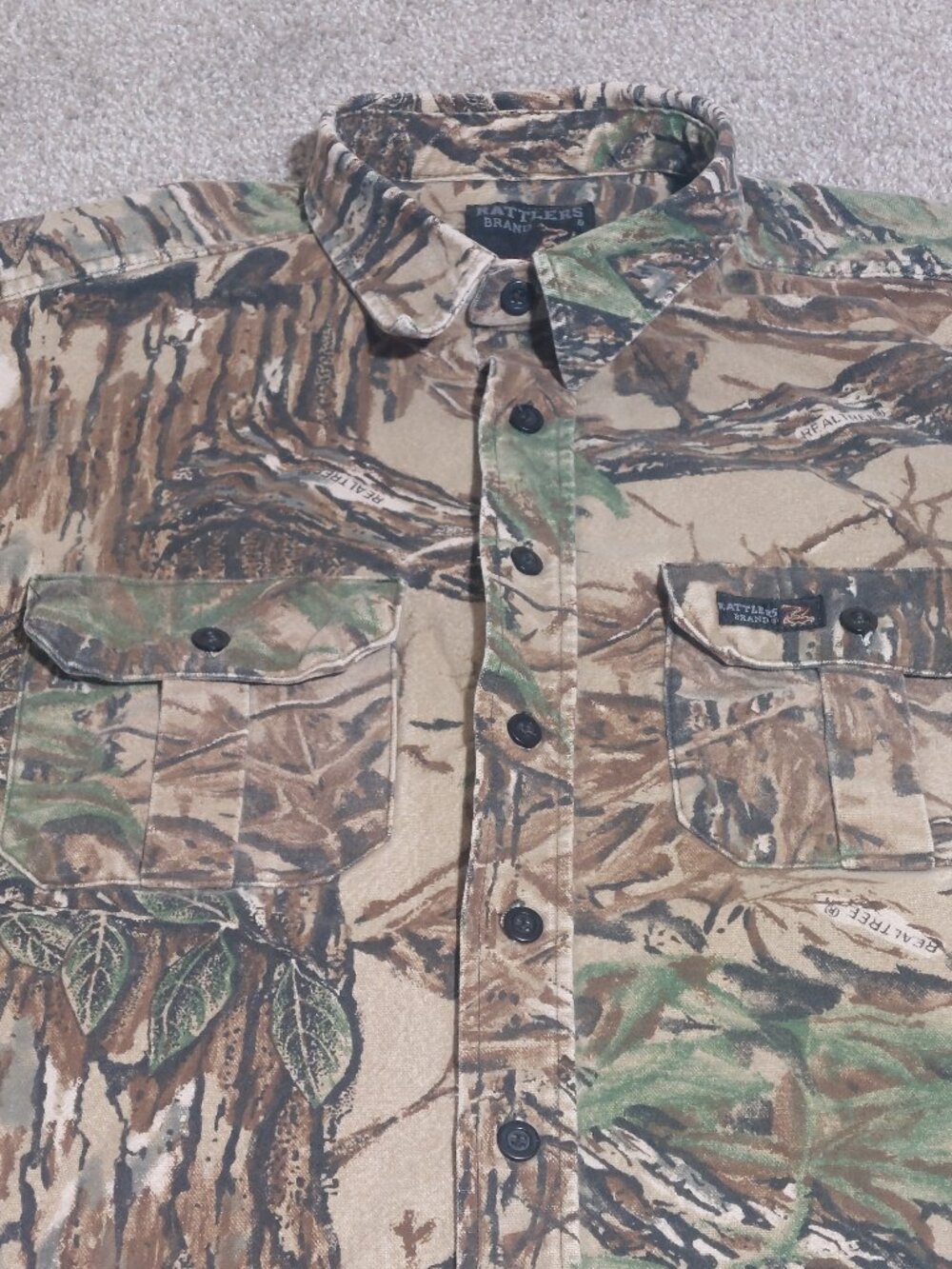 Vintage Rattlers Brand Realtree Made in USA Camo Heavy Chamois Shirt Size 2XL